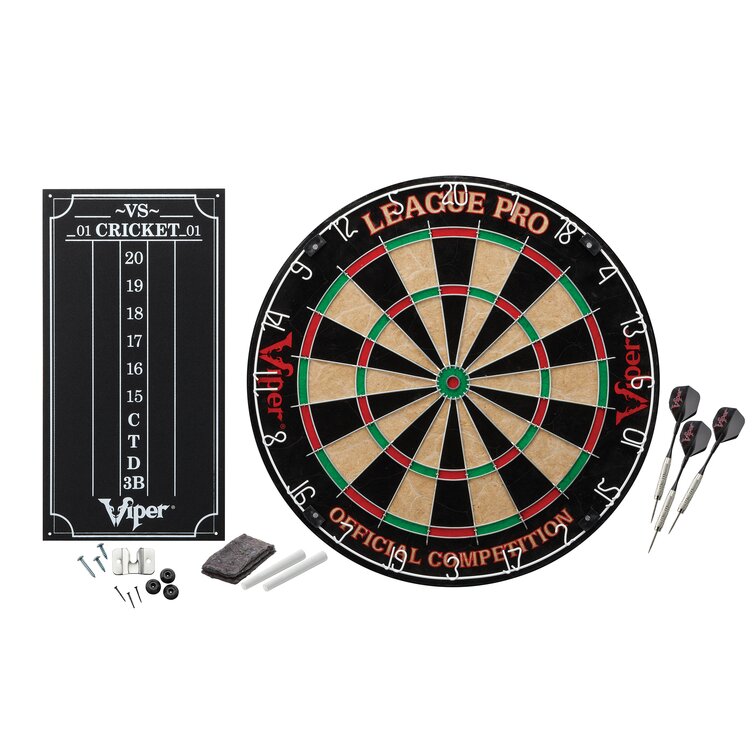 Viper Razorback Sisal/Bristle Dartboard with 22 Gram Steel Tip Darts, Throw  Line Light & Small Chalk Scoreboard 