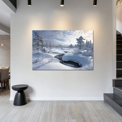 Grandes photos hivernales murales - paysage de neige, scène d'hiver, art mural pour salon