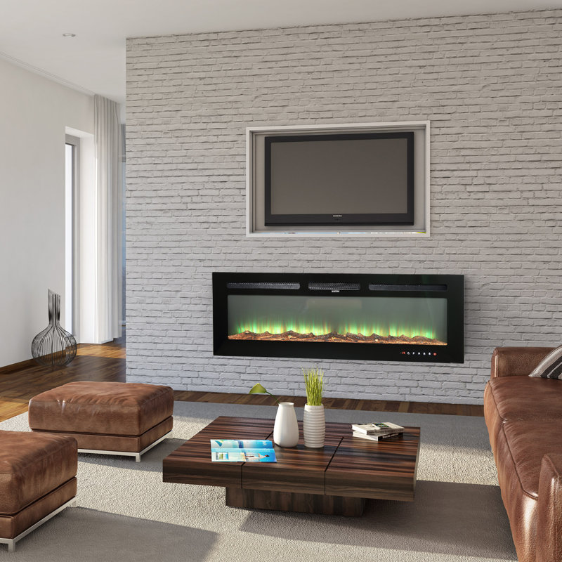 Gwenaelle Black Fireplace, 17" H x 50" W x 4.13" D