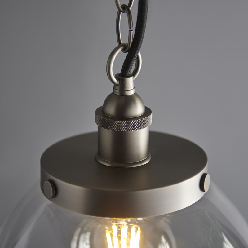 Anais 1 - Light Dome Pendant, Brushed silver paint & clear glass