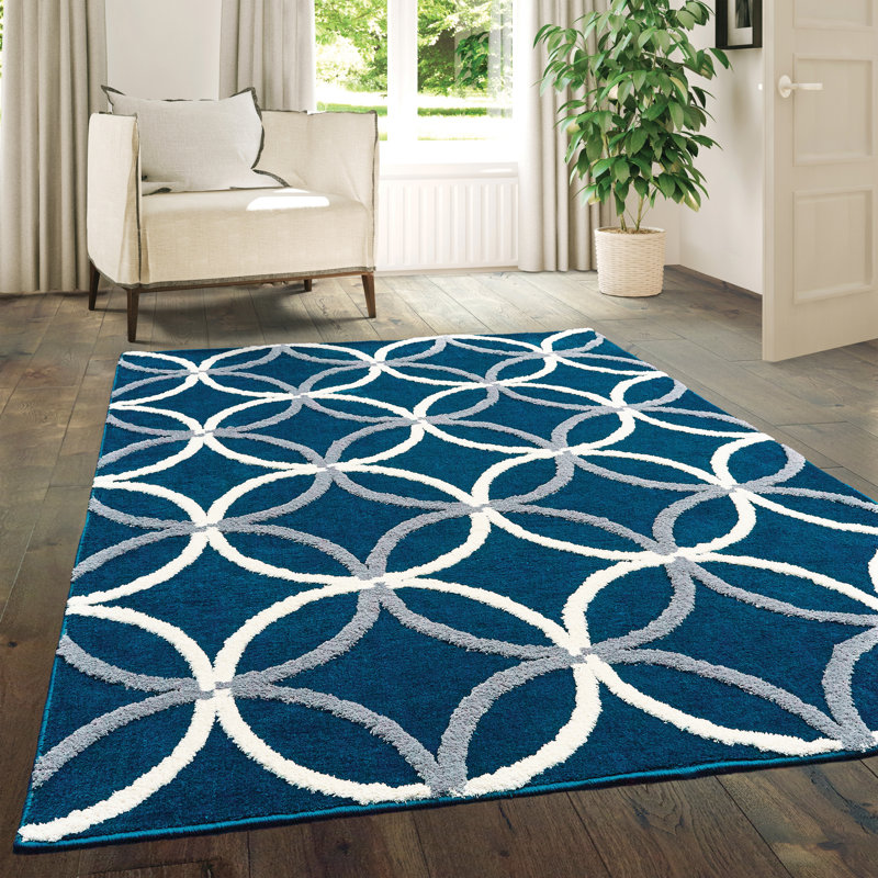 Tapis denim / bleu Alhambra, Rectangle de 5 pi 3 po x 7 pi 2 po