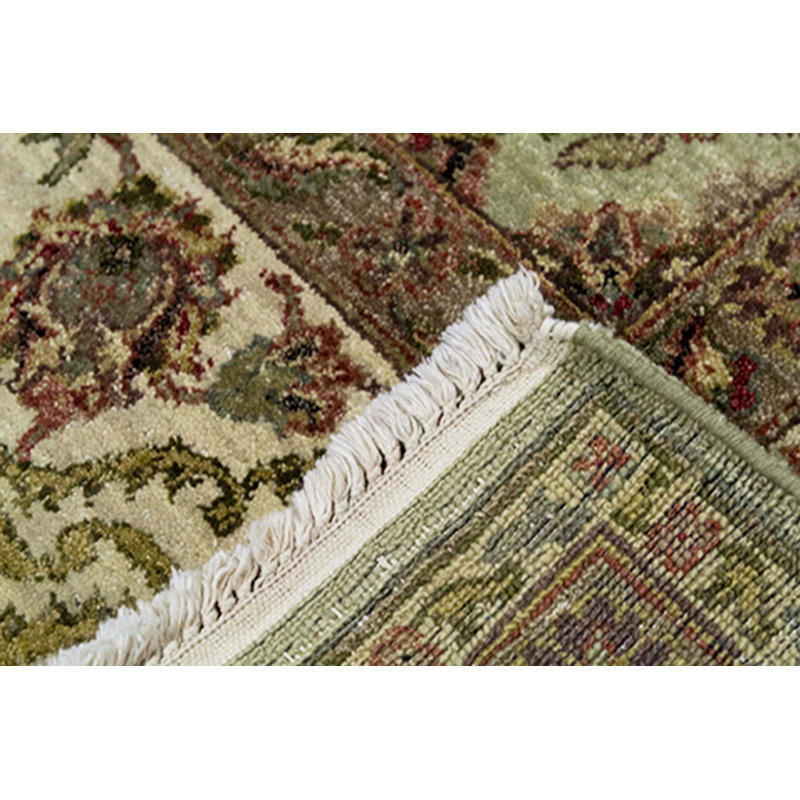Mountain Wool Oriental Area Rug in Light Green/Ivory