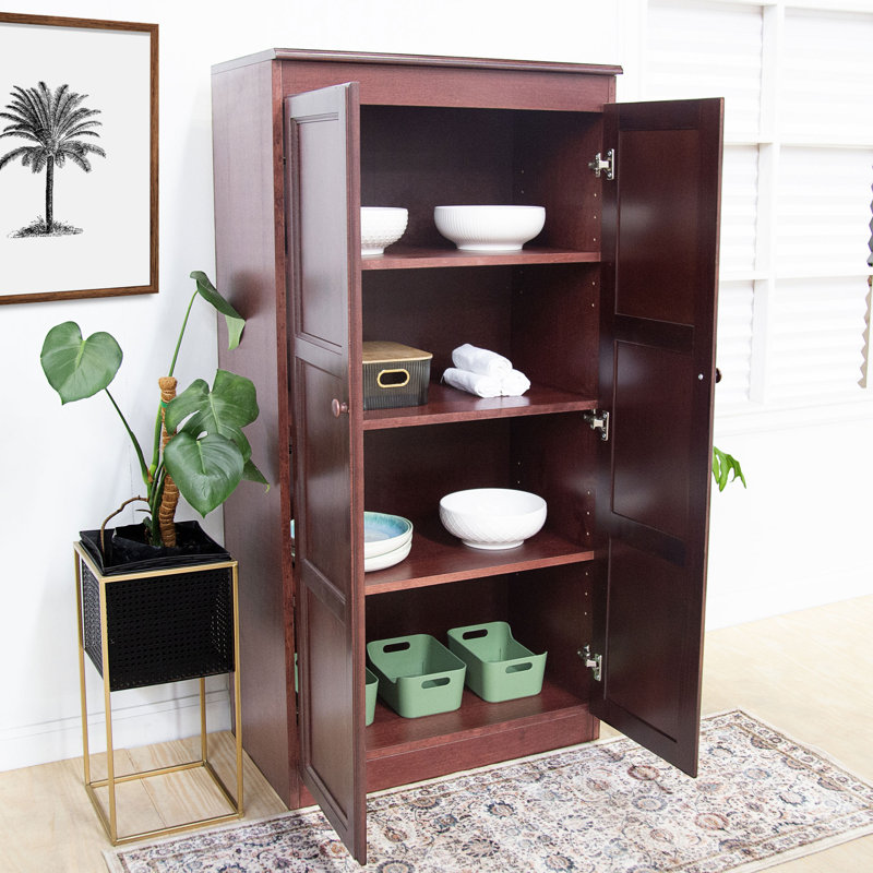 Armoire de rangement en placage de bois massif de 60 po avec quatre tablettes Fellers, Cerisier
