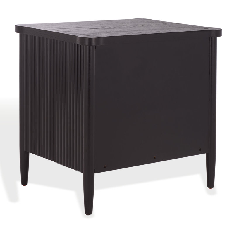 Shelbie 1 Drawer Reeded Nightstand, Black