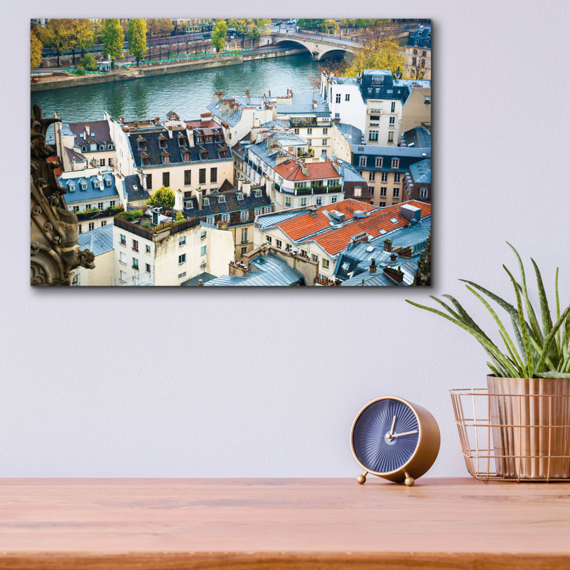 «Paris Rooftops» par Sonja Quintero, art mural en verre acrylique, H 12 po x l 16 po x P 0,13 po