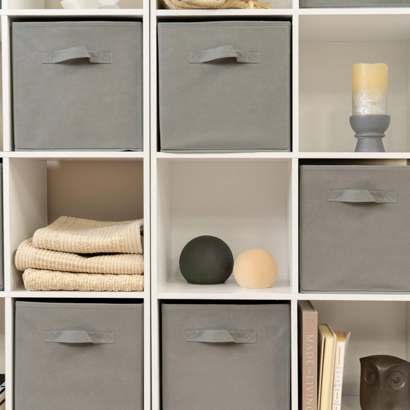 Northville 16 Cube Storage Unit, White/Grey With Baskets