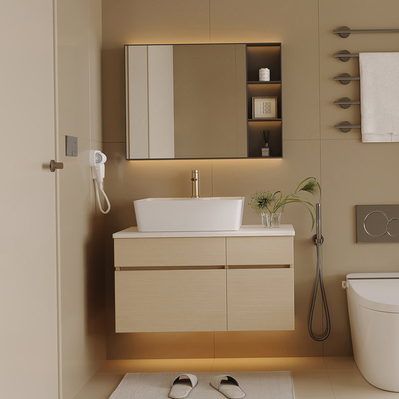 Petit meuble-lavabo flottant simple 31,5 pouces avec lavabo