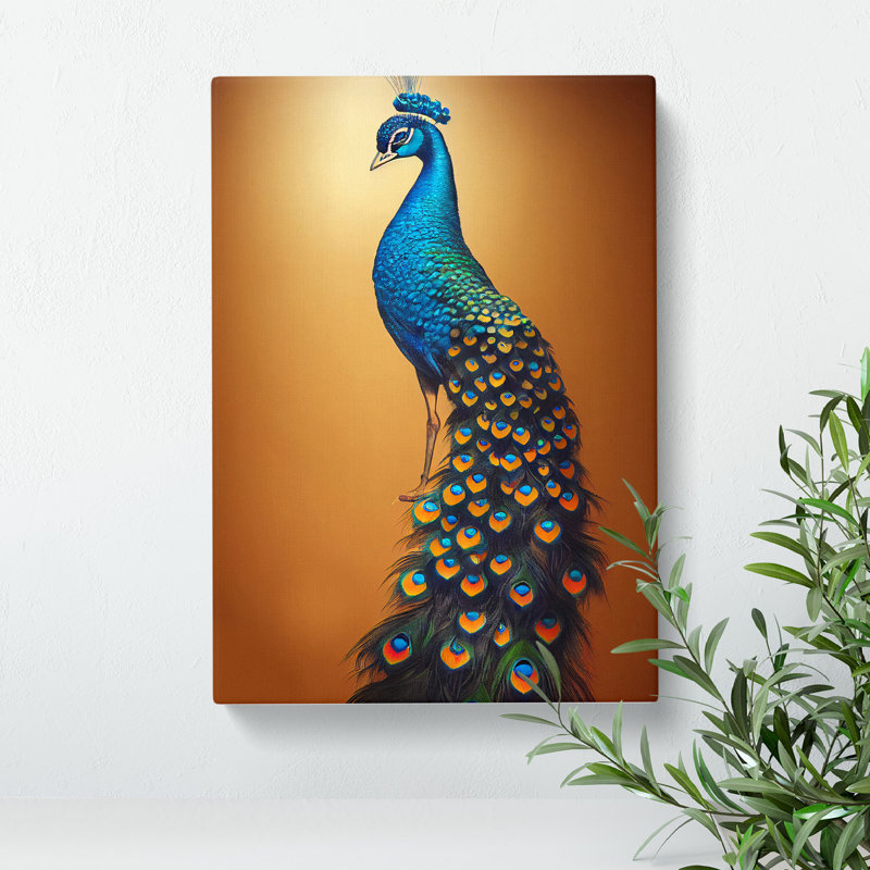 Shimmering Peacock - Wrapped Canvas, 76cm H x 50cm W x 3cm D