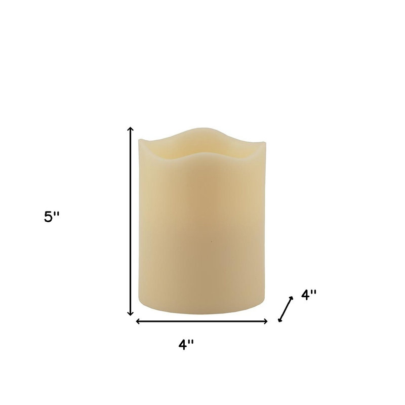 Bougie colonne sans flamme 5 po ivoire