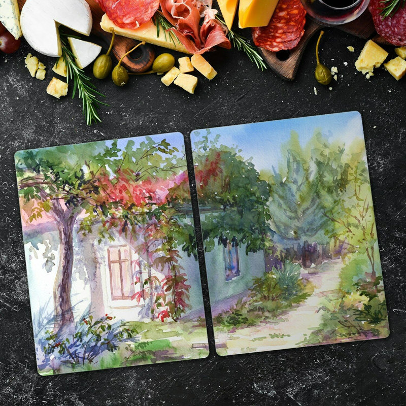 Mccoll Tempered Glass House Garden Chopping Board, 52cm x 30cm