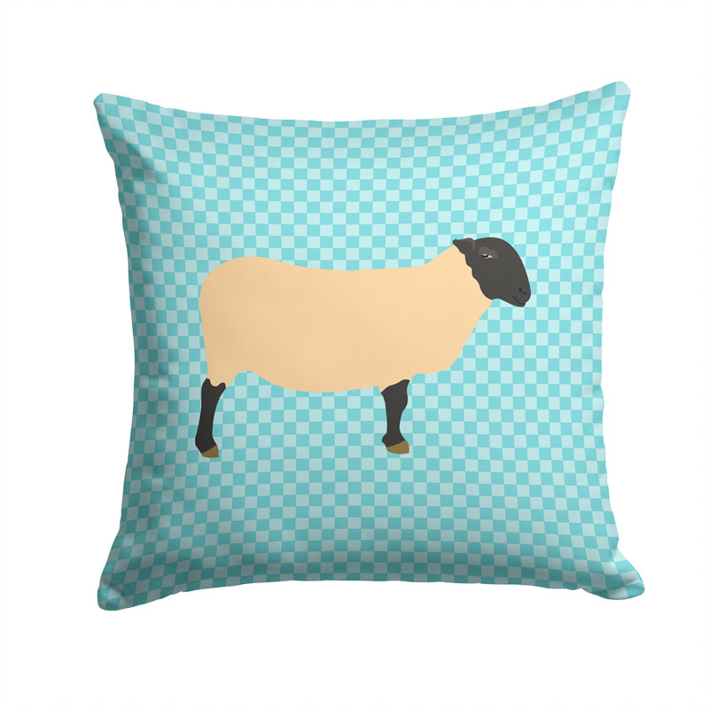 Coussin extérieur suffolk ovin check, Bleu, 14 po x 14 po