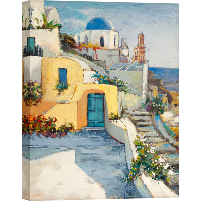 A Glimpse Of Santorini by Luigi Florio - Wrapped Canvas Painting, 100cm H x 70cm W x 4cm D