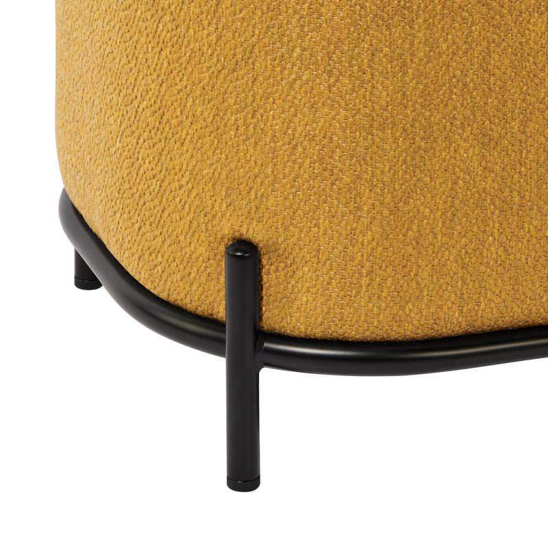  Glenorie 48" Yellow Fabric Upholstered Bench With Metal Legs, Yellow, 18" H x 48" W x 17" D