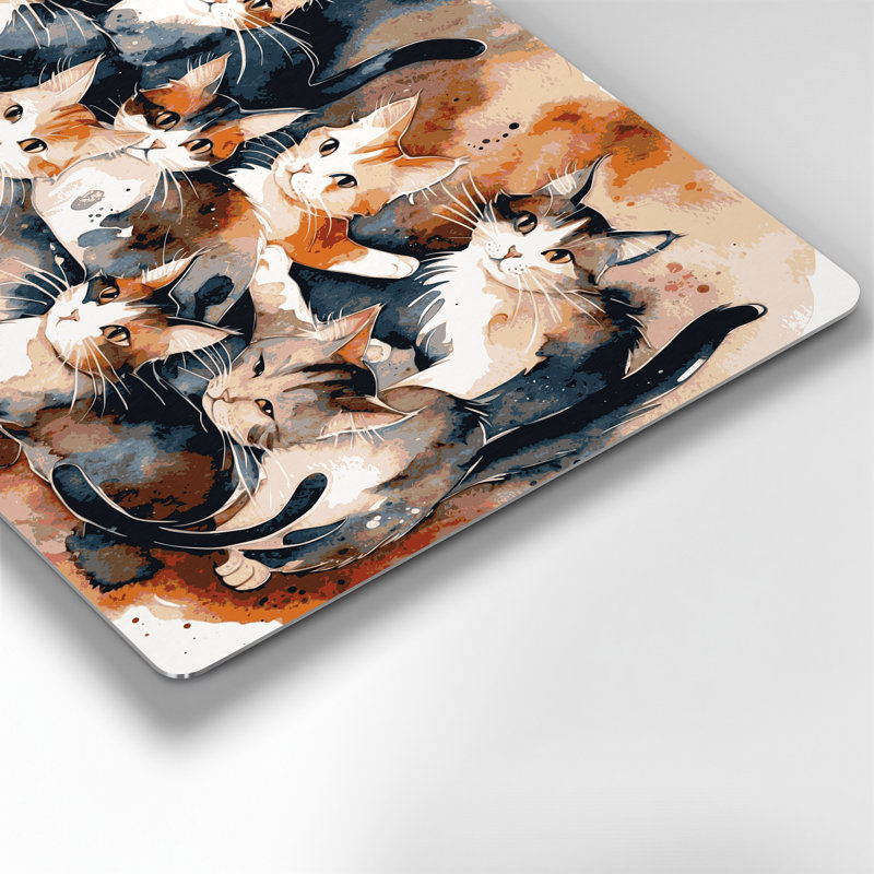 Cats Puspin Brown Metal Wall Art, 240" H x 240" W x 0.05" D