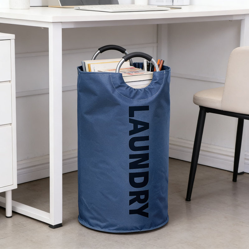 Two-Piece Set, Foldable Laundry Hamper With Handles, Large Capacity Fabric Clothes Basket For Bathroom, Washable Storage Bin For Dirty Laundry