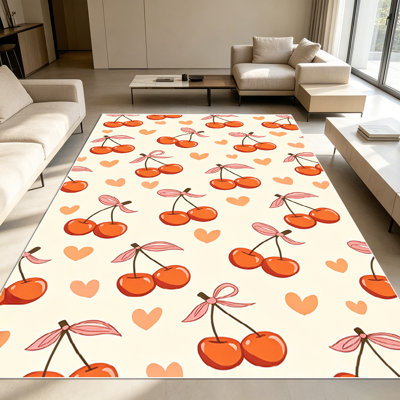 Tapis à motif de cerisier tout-en-un vintage 1PC pour le salon, doux et confortable, adapté à toutes les saisons, facile à entretenir, lavable à la machine, tapis de table sous la table convenant à la cuisine, la salle à manger, la chambre à coucher,