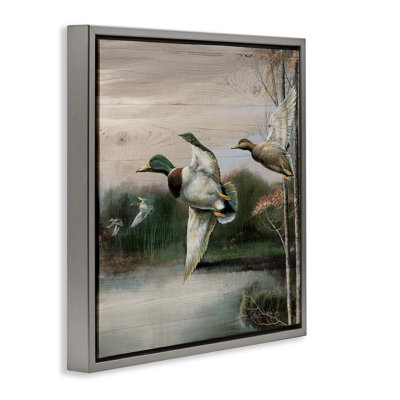 Flying Ducks in Rustic Nature Floating Frame, design by Ruane Manning