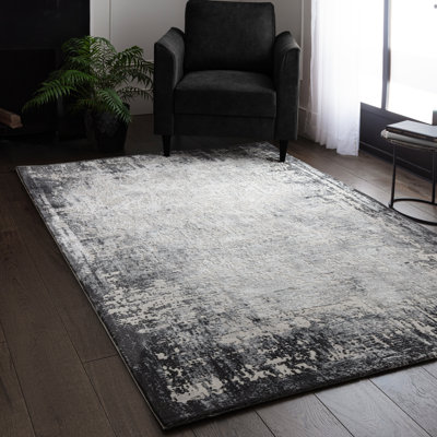 Abrienne Soft Shiny Border Black/Grey Rug