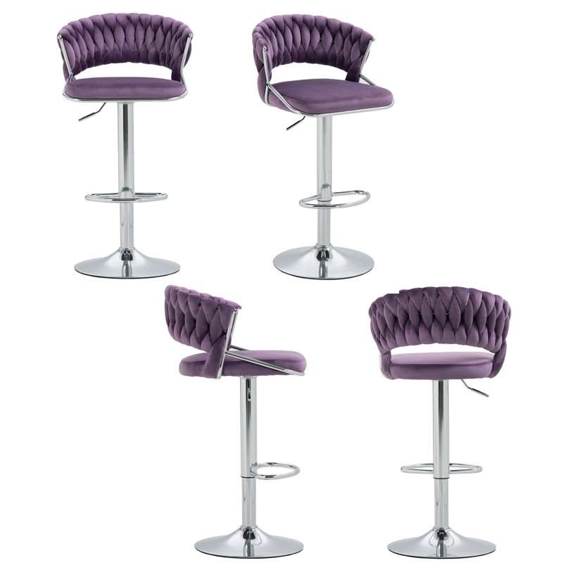Tabouret de bar Christal, Mauve, Argent argent