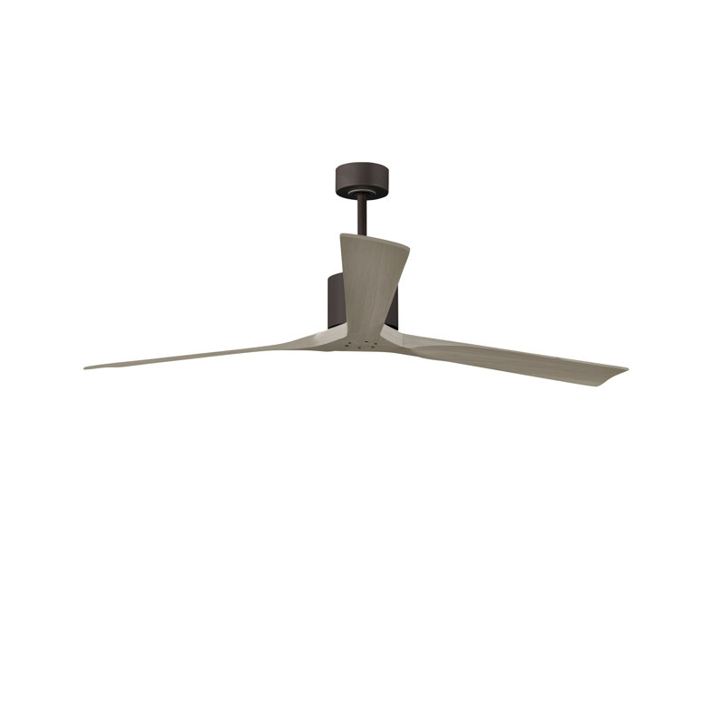 Nan XL 72" Ceiling Fan In Matte White And Matte Black Blades, Textured Bronze/Gray Ash