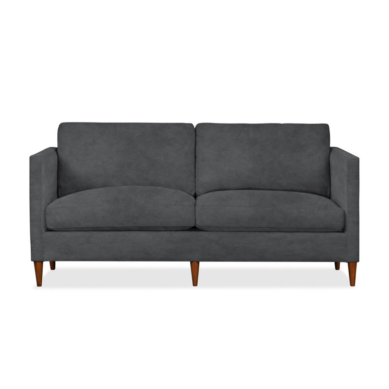 Clifford Upholstered Custom Studio Sofa, Bella Cornflower Performance Velvet
