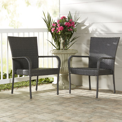 Hawes Outdoor Wicker Stacking Dining Chairs