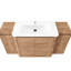 Meuble-lavabo autoportant de 60 po avec lavabo en céramique blanche et 2 petites sections de rangement - surface lisse, construction de contreplaqué de style contemporain-130058103