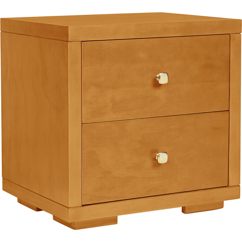 Table de chevet 2 tiroirs en bois, Chêne