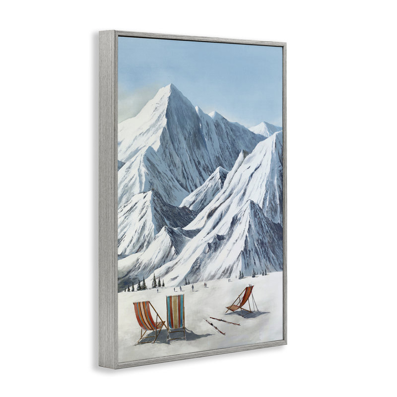 Winter Slopes Lounging Framed Giclee, design by Max Maxx, 24" H x 16" W, Farmhouse Gray Framed Giclee