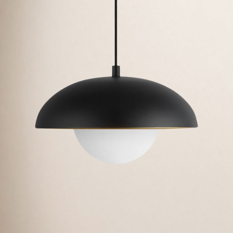 Luminaire suspendu géométrique unique à 1 lumière Alessia, H 6,375 po x l 10,875 po x P 10,875 po, Noir mat