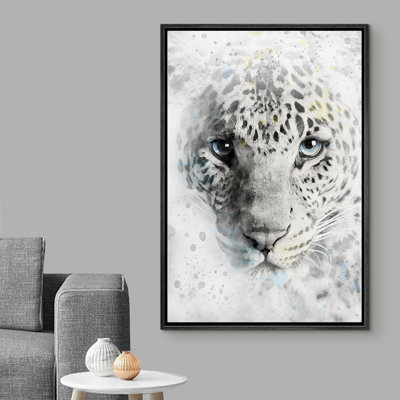 " Watercolor Blot Leopard With Blue Eyes "