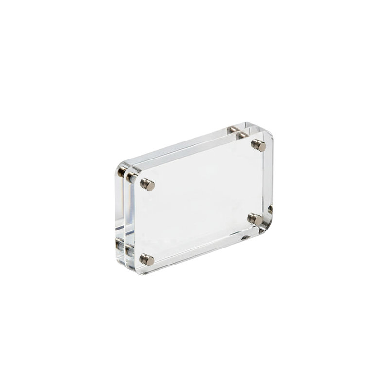 Cadre photo magnétique rond en acrylique transparent de qualité supérieure, 4,5 po x 3 po