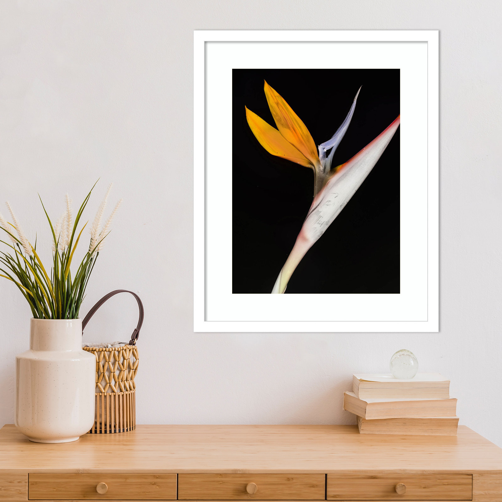 Olcott "Bird of Paradise" Print, White, 21" H x 17" W