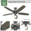 Ventilateur de plafond standard à 5 pales de 52 po avec chaîne de traction et ensemble d'éclairage inclus Builder Plus-86753893