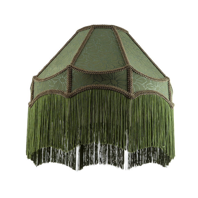 26cm H Velvet Empire Lamp Shade ( No Direct Attachment Method ) in Green