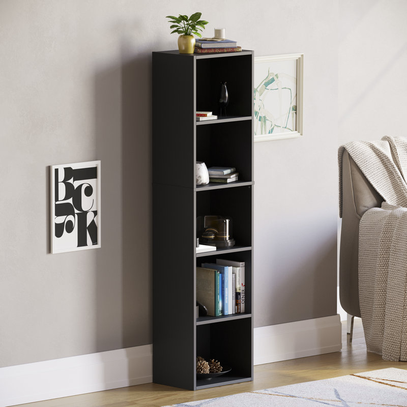 Gerardi 32cm W Standard Bookcase, Black, 132 cm H x 32 cm W