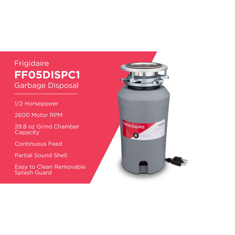 Frigidaire 1/2 HP Continuous Feed Corded Garbage Disposal