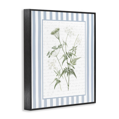 Giclée encadrée de fines herbes bleues rétro, design avec lettres et doublure