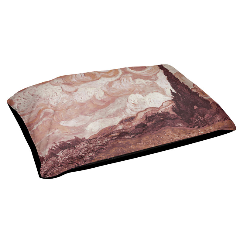 Coussin de concepteur indigo wheatfield avec blé cyprès Burk, L 19,5 po x l 29,5 po, Rouge / Noir