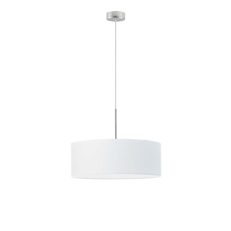 Aubryn 3 - Light Drum Pendant, 120cm H x 40cm W x 40cm D, Brushed Steel, White