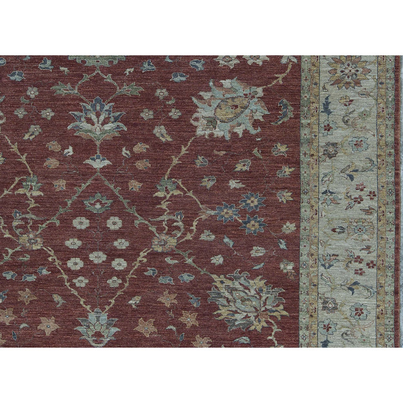 Tapis rouge et beige noué à la main de haute qualité