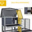 Cage à 2 étages avec plateau coulissant, 59,8 po x 20,9 po x 39,2 po, gris, sécuritaire pour les animaux de compagnie, grand plateau extérieur adapté et durabilité