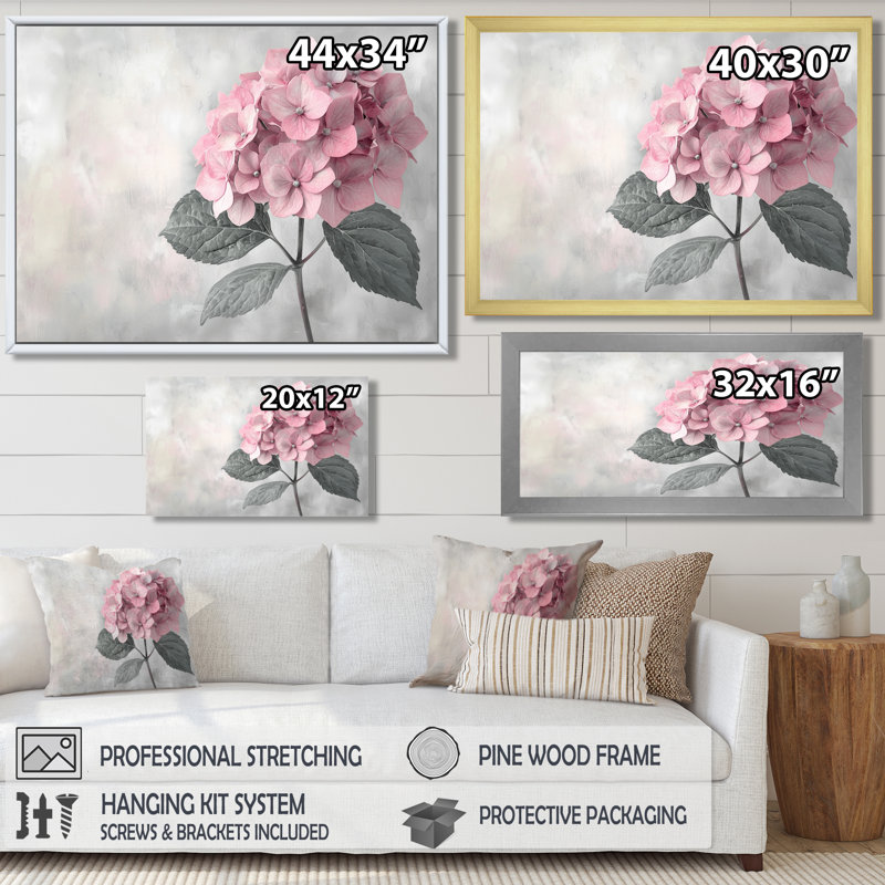 Hortensia rose cottone «Garden Bliss II», art mural hortensia, Reproduction encadrée d'une seule photo, H 30 po x l 40 po