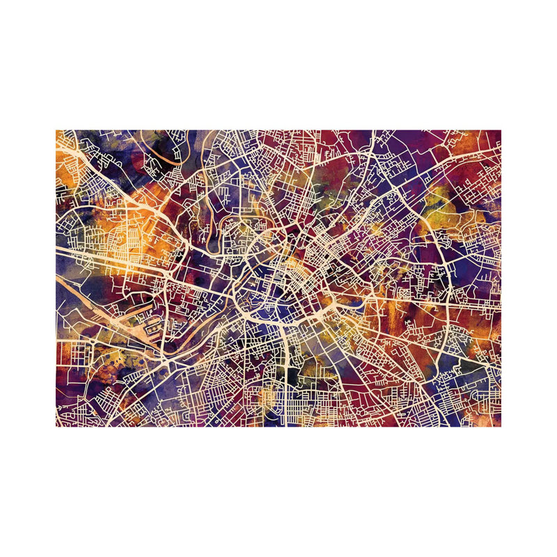 Manchester England Street Map I by Michael Tompsett - Wrapped Canvas Gallery-Wrapped Canvas Giclée, 20.32 cm H x 30.48 cm W