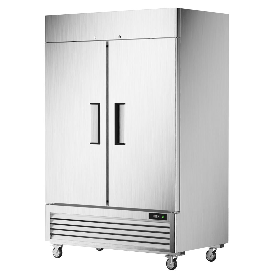 Coolski 54.4 Inch Commercial Freezer, Reach-in Freezer Upright with 2 Doors, 49 cu.ft. Capacity Fan Cooling Stainless Steel Coolski