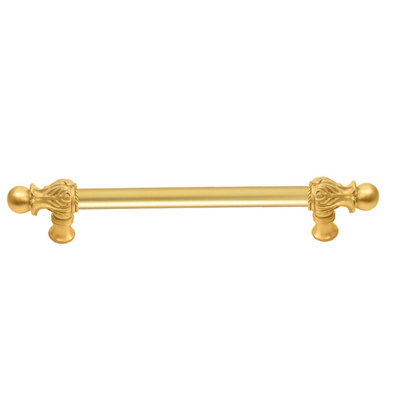 Acanthus 18 inches c.c. with 5/8 smooth center long pull Romanesque style in Gilded Mercury, 6", Gold