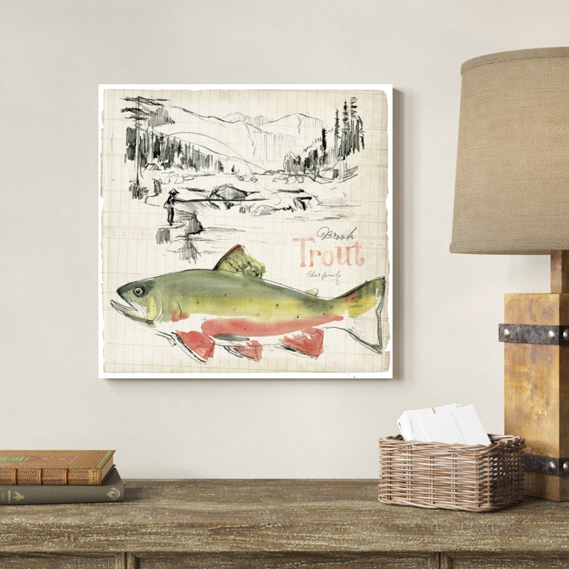 «Trout Journal II» par Jennifer Paxton Parker - peinture sur toile tendue, H 20 po x l 20 po x P 1,25 po