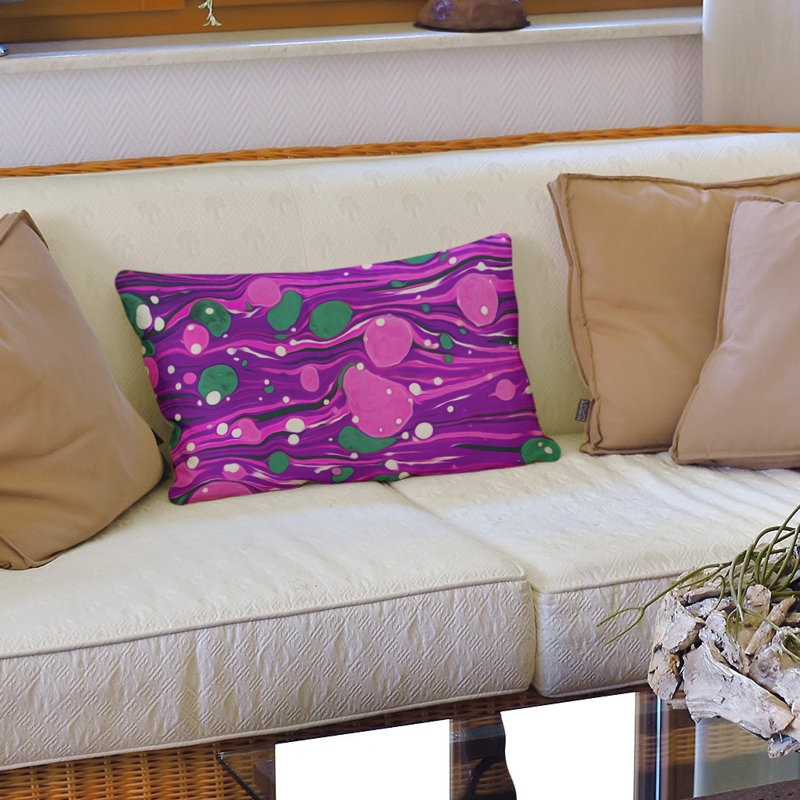 Coussin Swirls, Rose/mauve, 14 po x 20 po, Bourre en polyester