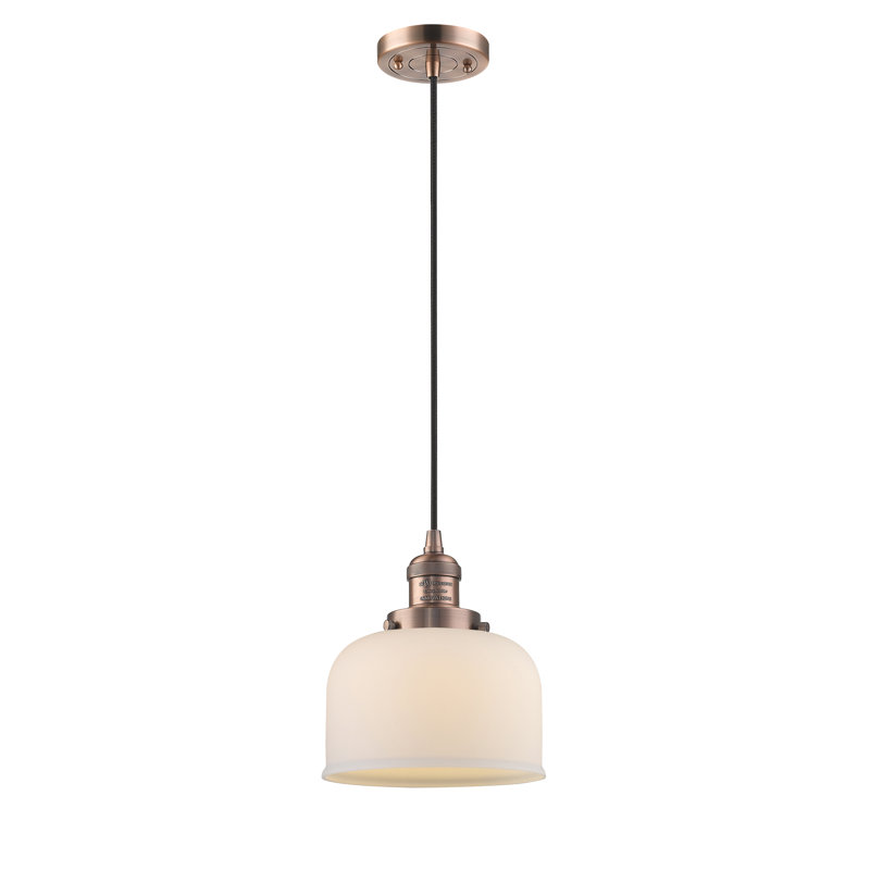 Witherington 1 - Light Single Pendant, Antique Copper, 8.88" H x 7.75" W x 7.75" D, Matte White Cased