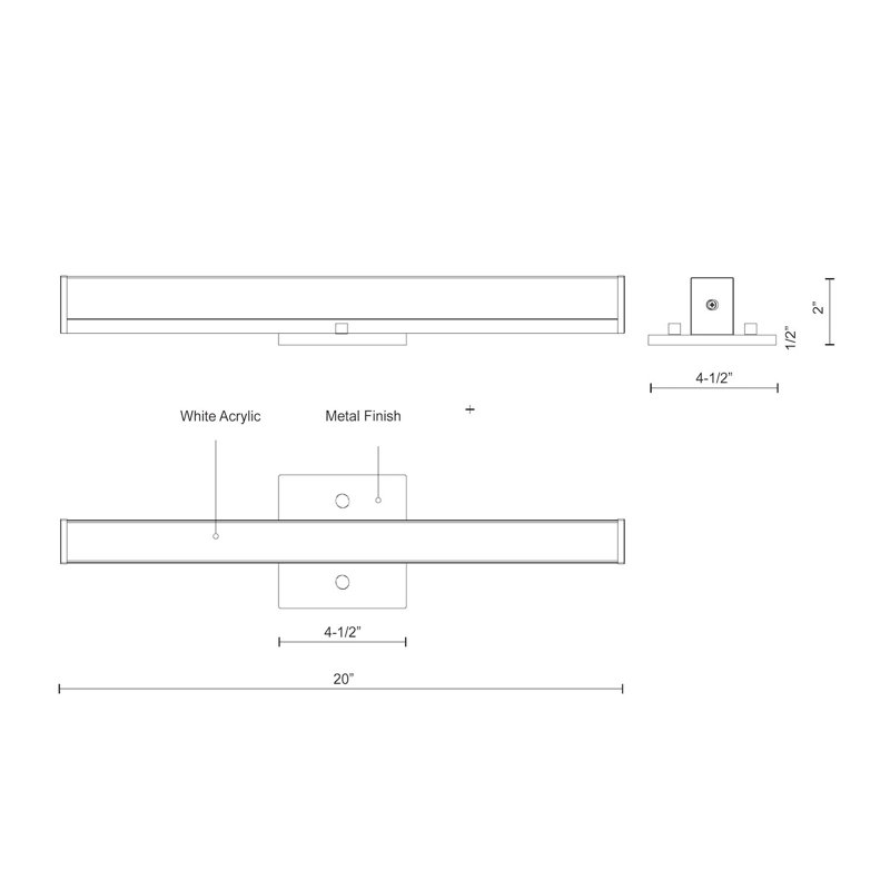 Slim Chrome LED Vanity Light Bar with Dimmable White Acrylic